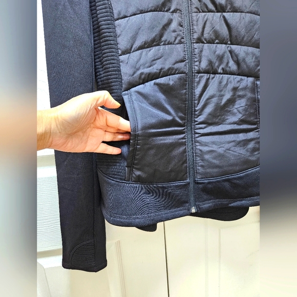 Tek Gear Warm Wear Mixed Media Jacket Hoddie Black Size Small - Picture 3 of 8